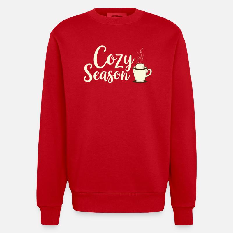 Boisson d’automne de saison douillette - Sweat bio épais oversize fabriqué en UE - rouge