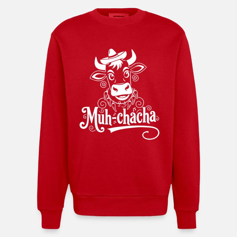 Muh-ChaCha Kuh mit Schnörkeln - Heavyweight Oversized Organic Crew Neck Made in EU - Rot
