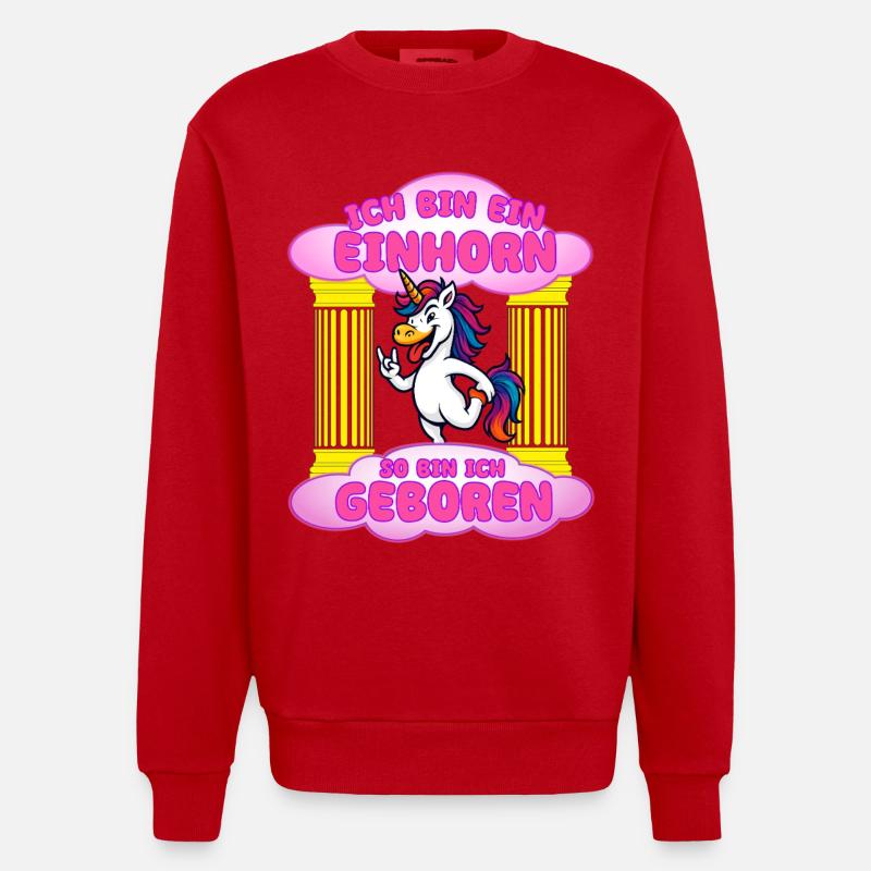 Ich bin Einhorn Geburt - Heavyweight Oversized Organic Crew Neck Made in EU - Rot