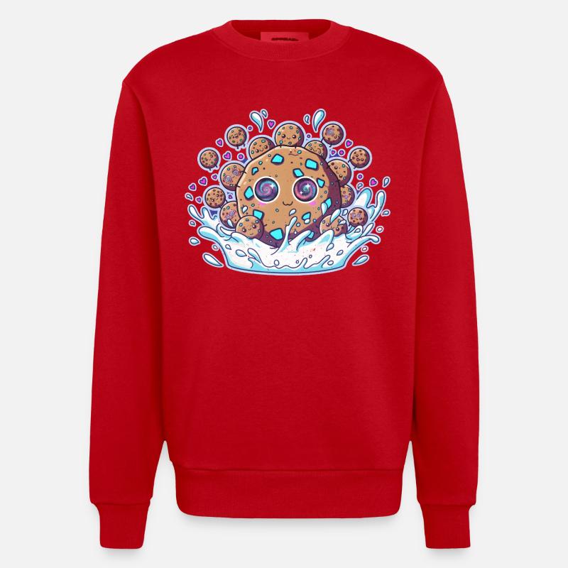 Biscuit au lait dans l’espace - Sweat bio épais oversize fabriqué en UE - rouge