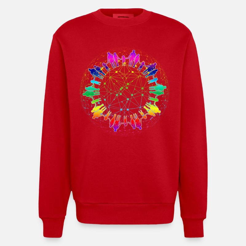 Rainbow Net de la communauté - Sweat bio épais oversize fabriqué en UE - rouge