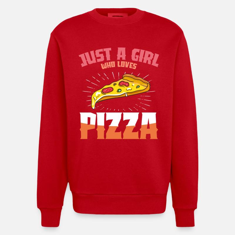 Pizza Liebe Mädchen Design - Heavyweight Oversized Organic Crew Neck Made in EU - Rot