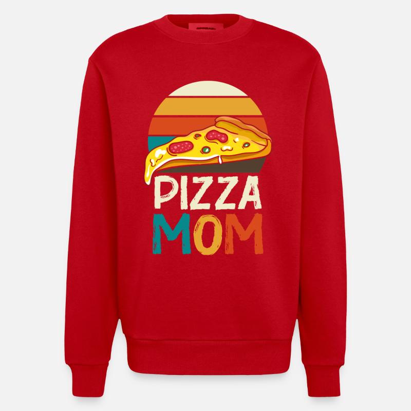 Pizza Mom Slice Retro - Sweat bio épais oversize fabriqué en UE - rouge