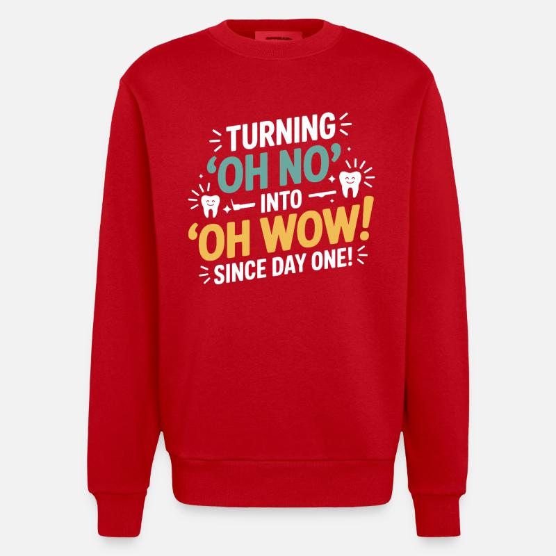 Dental Lab Microscope Work  - Heavyweight Oversized Organic Crew Neck Made in EU - red
