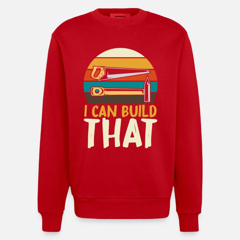 Je peux construire ce bricolage - Sweat bio épais oversize fabriqué en UE - rouge