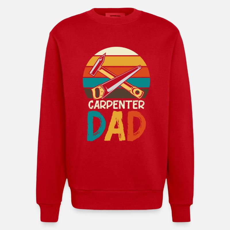 Charpentier Père Outils Rétro - Sweat bio épais oversize fabriqué en UE - rouge