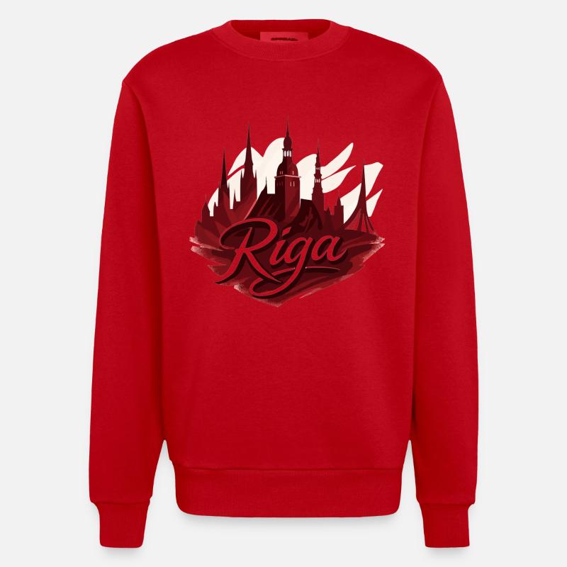 Riga Capitale Lettonie Baltique Cadeau - Sweat bio épais oversize fabriqué en UE - rouge