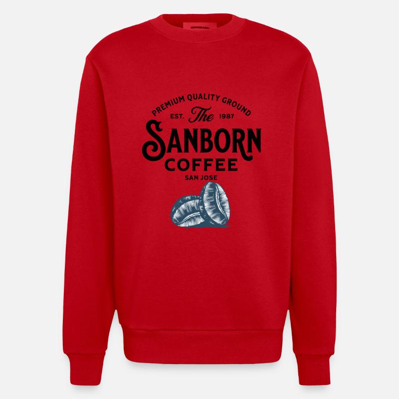 Blaue Kaffeebohnen Illustration - Heavyweight Oversized Organic Crew Neck Made in EU - Rot