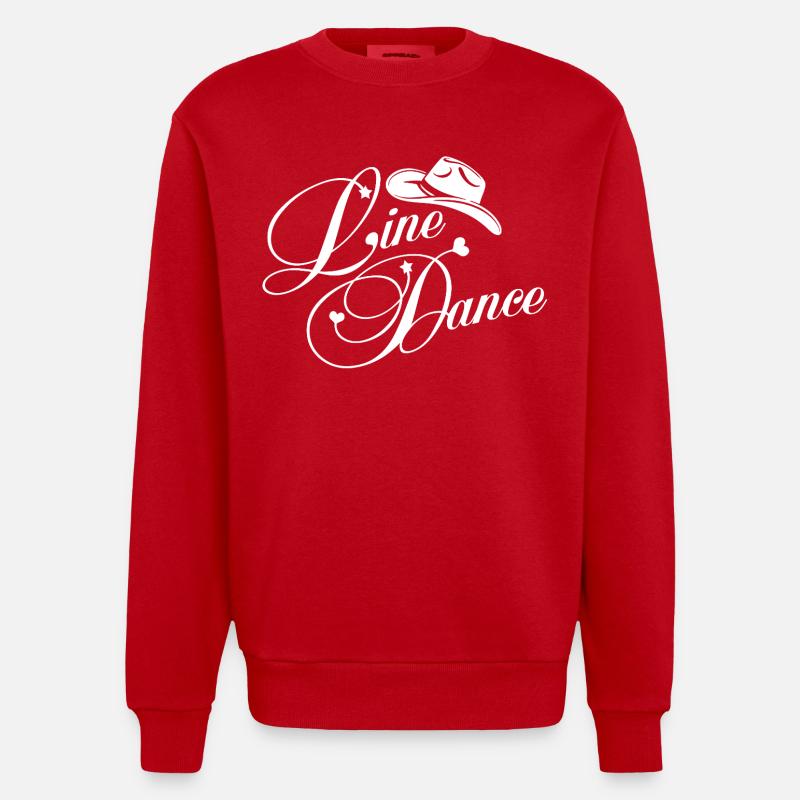 Line Dance Silhouette mit Hut - Heavyweight Oversized Organic Crew Neck Made in EU - Rot