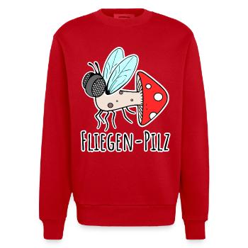 Fliegenpilz - Halb Fliege halb Pilz - Heavyweight Oversized Organic Crew Neck Made in EU - Rot - Vorne - AI Model Female 172 light (172cm) & AI Model Male 178 light (178cm)