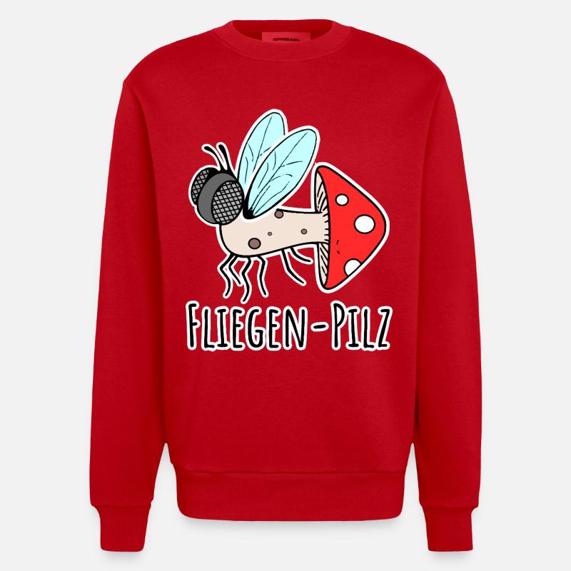 Fly agaric - half fly, half mushroom - Heavyweight Oversized Organic Crew Neck Made in EU - red