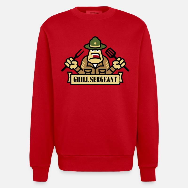 Grill Sergeant (Grillen / BBQ / Barbecue) - Heavyweight Oversized Organic Crew Neck Made in EU - Rot