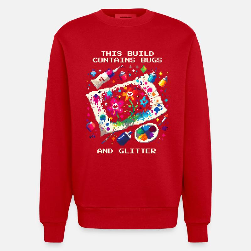Enthält Bugs & Glitzer | Homeschool Basteln - Heavyweight Oversized Organic Crew Neck Made in EU - Rot
