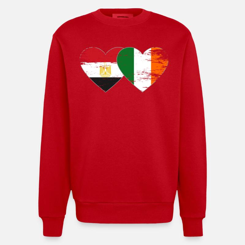 Egypte Irlande Drapeau Coeur Utilisé - Sweat bio épais oversize fabriqué en UE - rouge