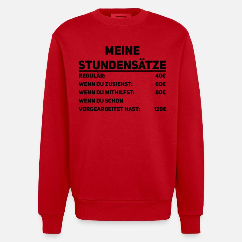 Handwerker Stundensätze - Heavyweight Oversized Organic Crew Neck Made in EU - Rot