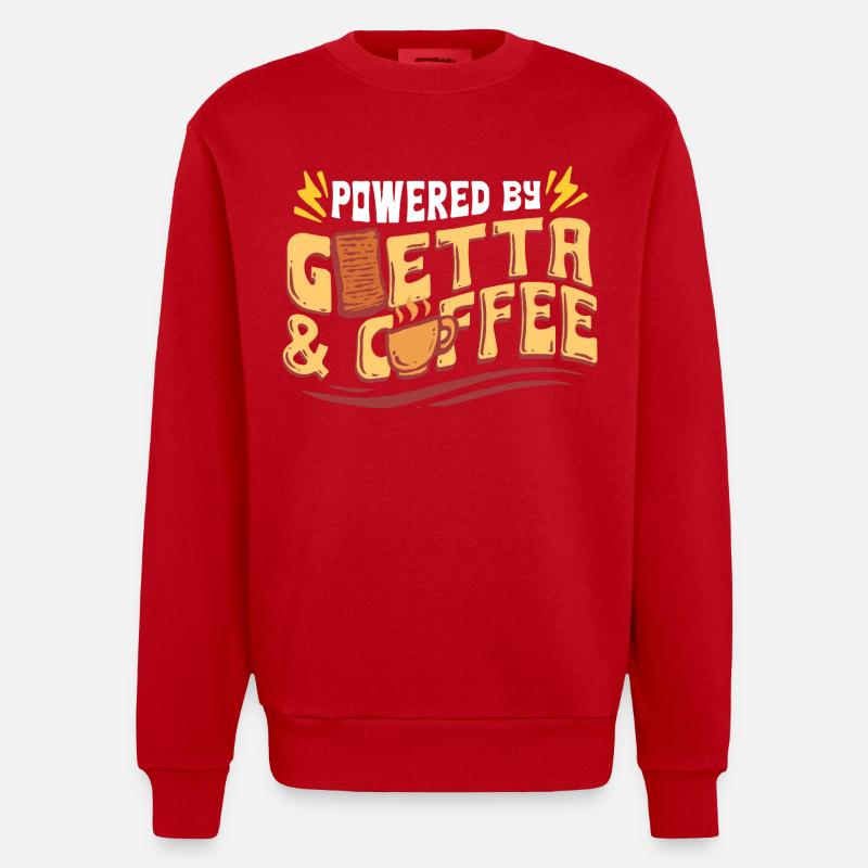 Goetta Wurst Powered By Goetta & Coffee - Heavyweight Oversized Organic Crew Neck Made in EU - Rot