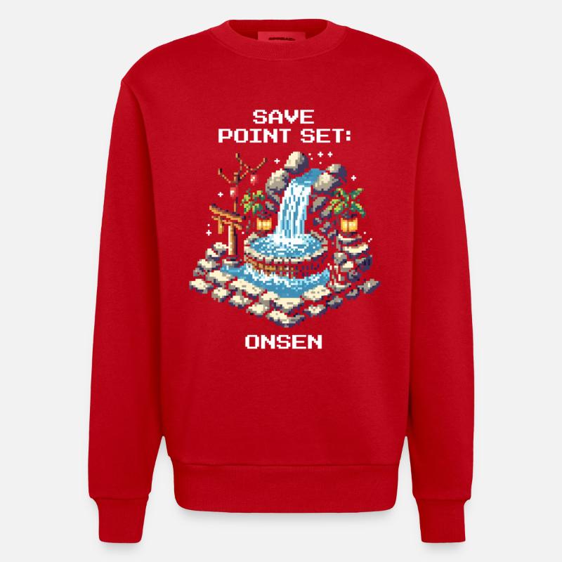 Speicherpunkt gesetzt: Onsen | Japan Reise - Heavyweight Oversized Organic Crew Neck Made in EU - Rot