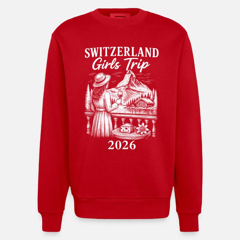 Schweiz Mädels Trip 2026 - Heavyweight Oversized Organic Crew Neck Made in EU - Rot
