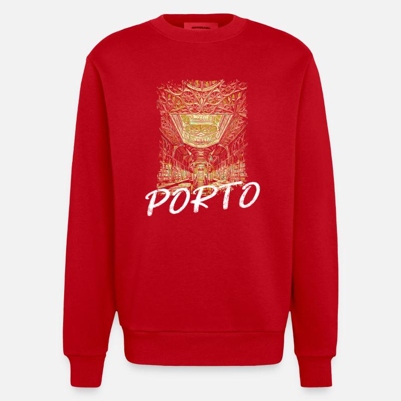 Librairie Lello Porto illustration intérieure - Sweat bio épais oversize fabriqué en UE - rouge