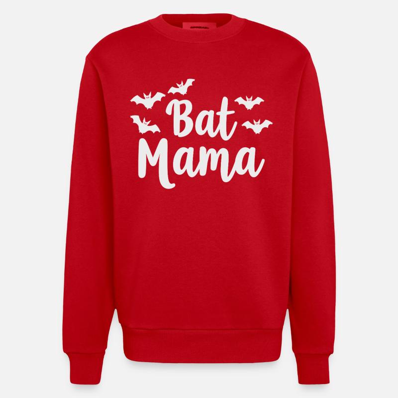 Bat Mama – Bat Mother Statement - Heavyweight Oversized Organic Crew Neck Made in EU - red