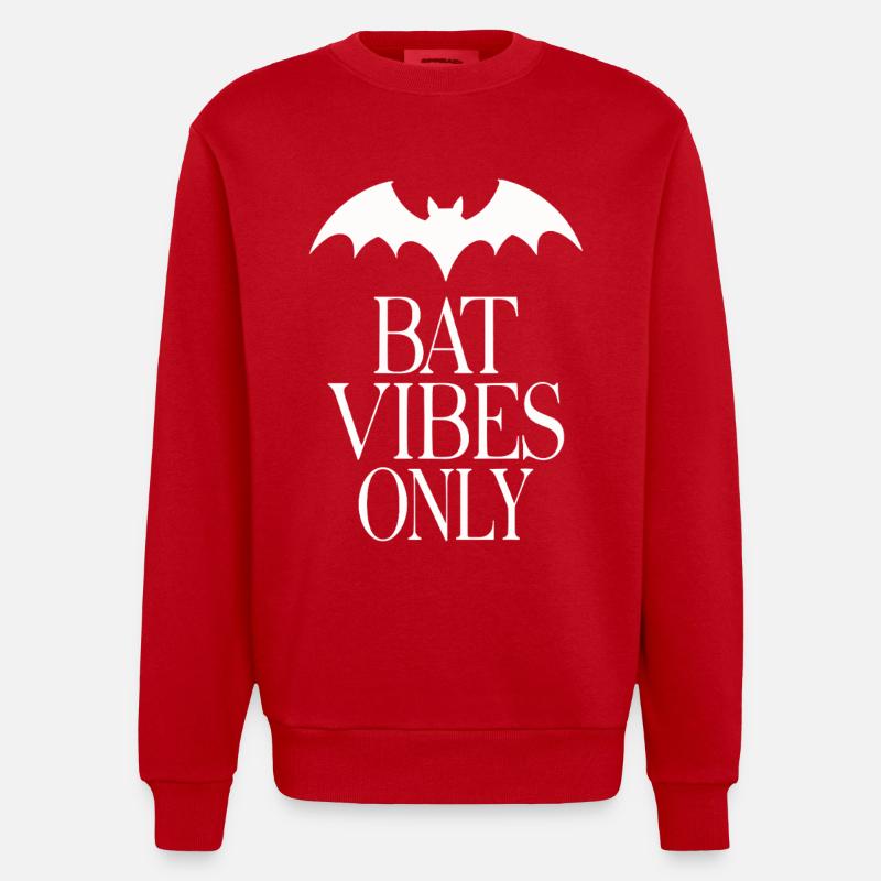 Bat Vibes Only – Déclaration gothique - Sweat bio épais oversize fabriqué en UE - rouge