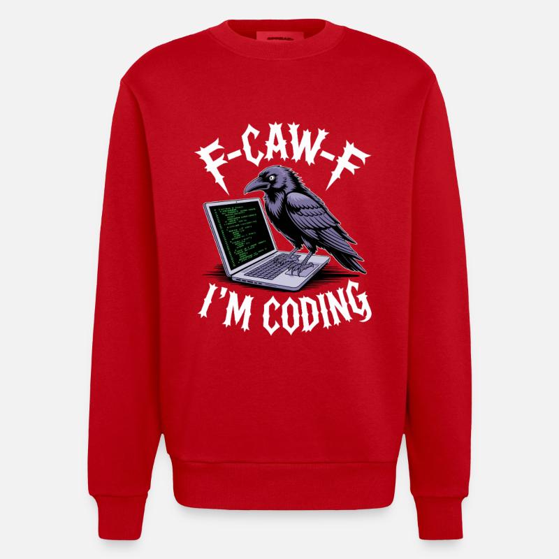 F-Caw-F I'm Coding - Heavyweight Oversized Organic Crew Neck Made in EU - red