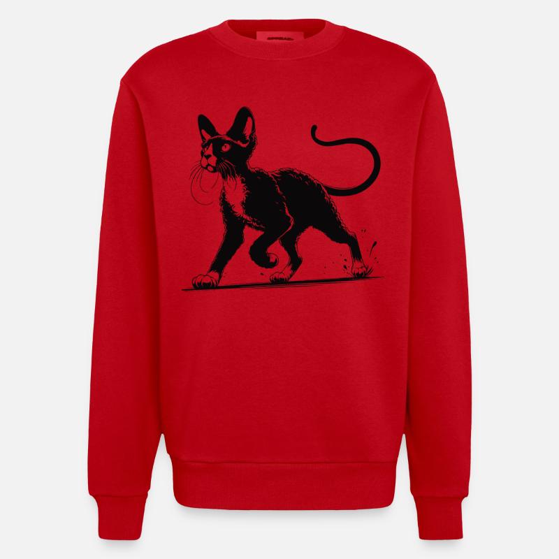 Devon Rex Design – Charming and unique - Heavyweight Oversized Organic Crew Neck Made in EU - red