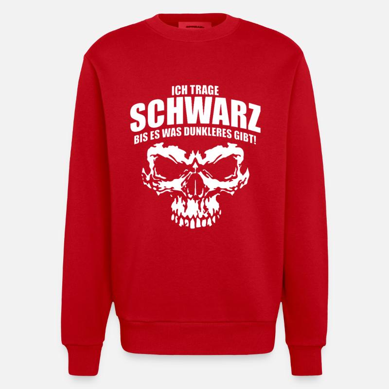 Schwarz Bis Dunkleres Schädel  - Heavyweight Oversized Organic Crew Neck Made in EU - Rot