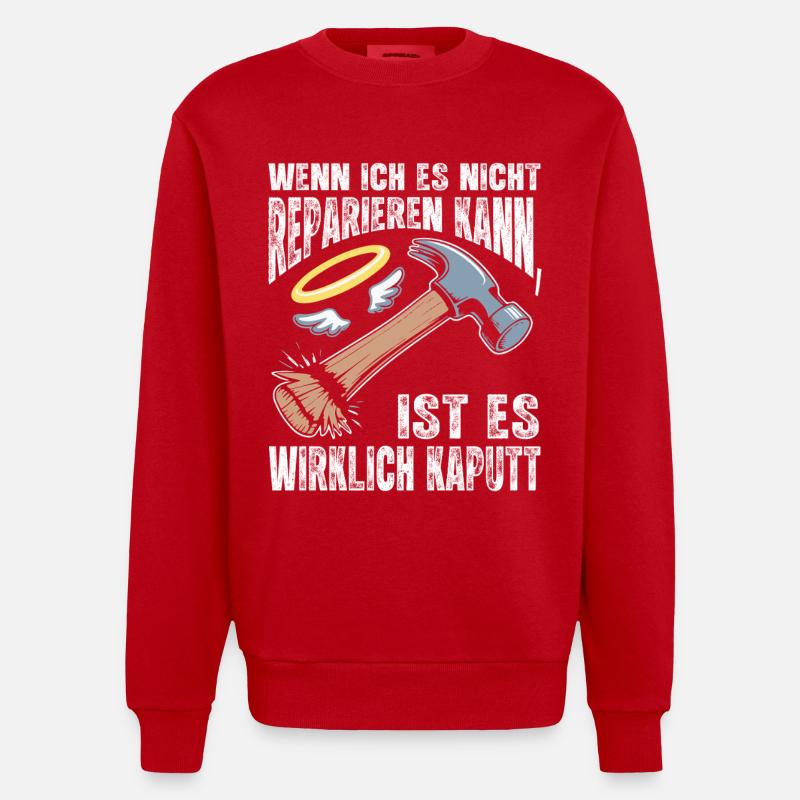 If I can't fix it - Heavyweight Oversized Organic Crew Neck Made in EU - red