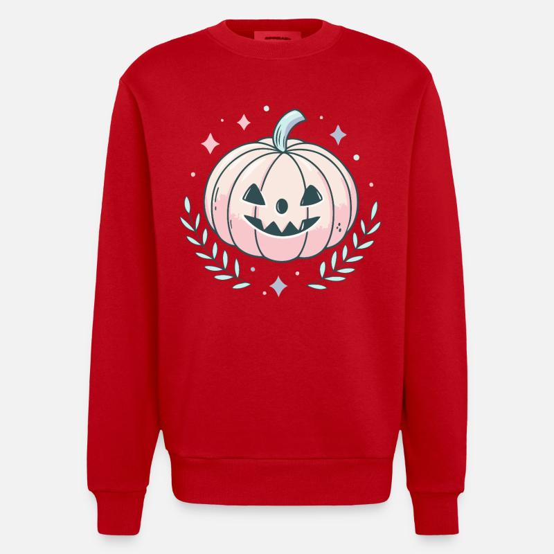 Happy pastel pumpkin - Heavyweight Oversized Organic Crew Neck Made in EU - red