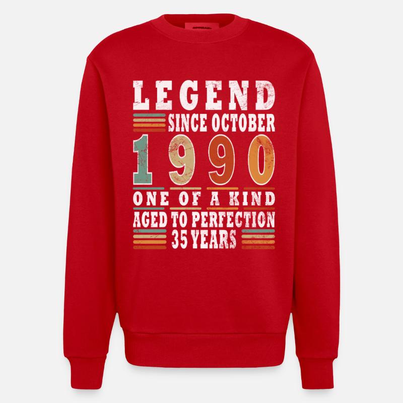 35e anniversaire Légende Octobre 1990 - Sweat bio épais oversize fabriqué en UE - rouge