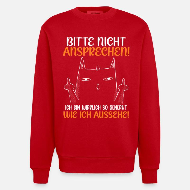 Malle BITTE NICHT ANSPRECHEN Lustiges - Heavyweight Oversized Organic Crew Neck Made in EU - Rot