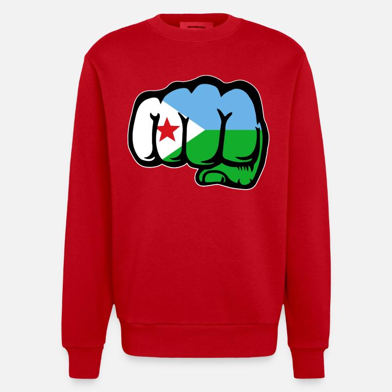 Dschibuti Flagge Faust - Heavyweight Oversized Organic Crew Neck Made in EU - Rot