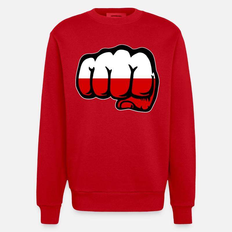 Drapeau de la Pologne - Sweat bio épais oversize fabriqué en UE - rouge