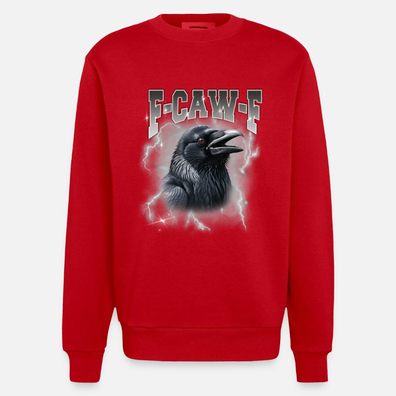 F-Caw-E Raven Storm Graphique - Sweat bio épais oversize fabriqué en UE - rouge