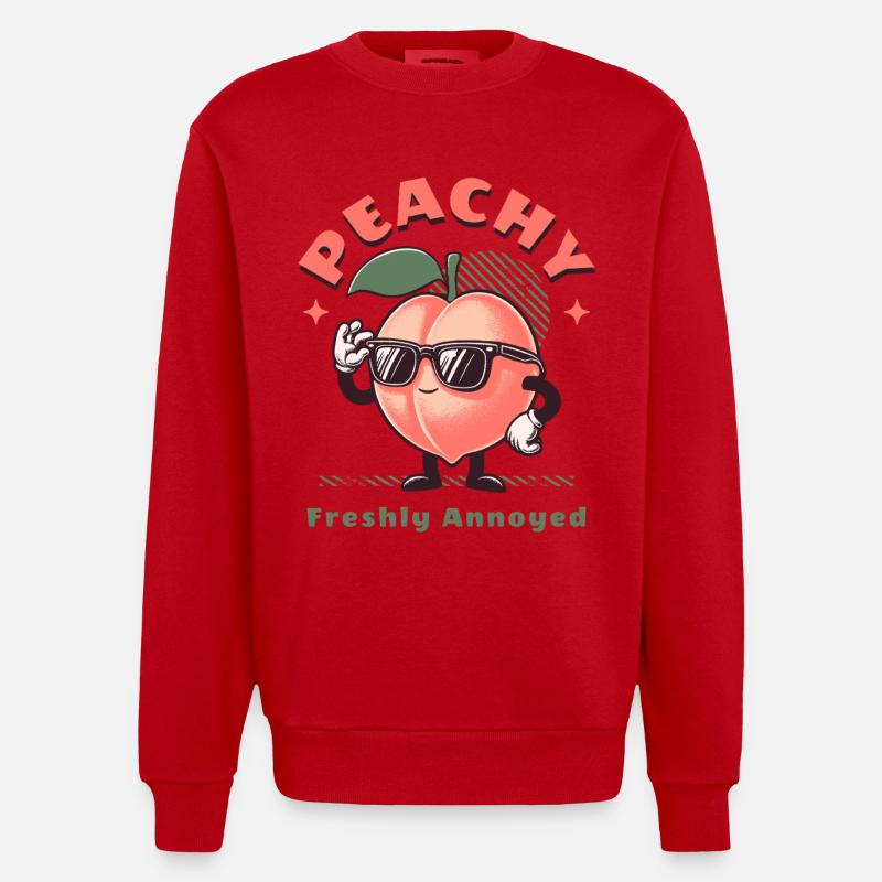 Frucht Pfirsich Pfirsichblüte Süßes Obst - Heavyweight Oversized Organic Crew Neck Made in EU - Rot