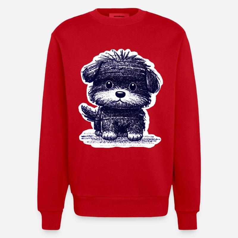 Wuscheliges Hündchen (Blau) - Heavyweight Oversized Organic Crew Neck Made in EU - Rot