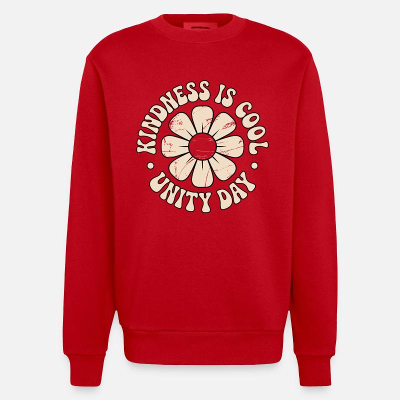 Freundlichkeit Einheit Blumen Postive Botschaft - Heavyweight Oversized Organic Crew Neck Made in EU - Rot