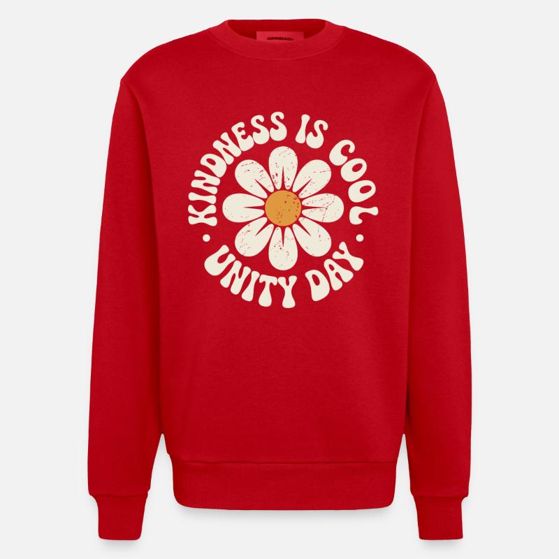 Freundlichkeit Ist Cool Retro Schöne Botschaft - Heavyweight Oversized Organic Crew Neck Made in EU - Rot
