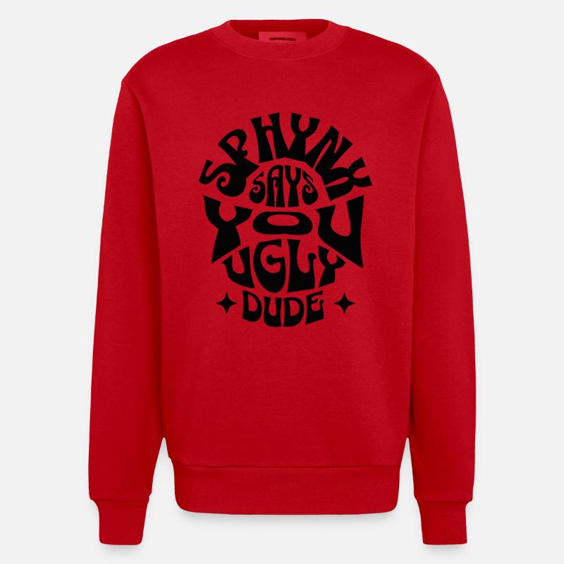 Dicton drôle du chat Black Sphynx - Sweat bio épais oversize fabriqué en UE - rouge