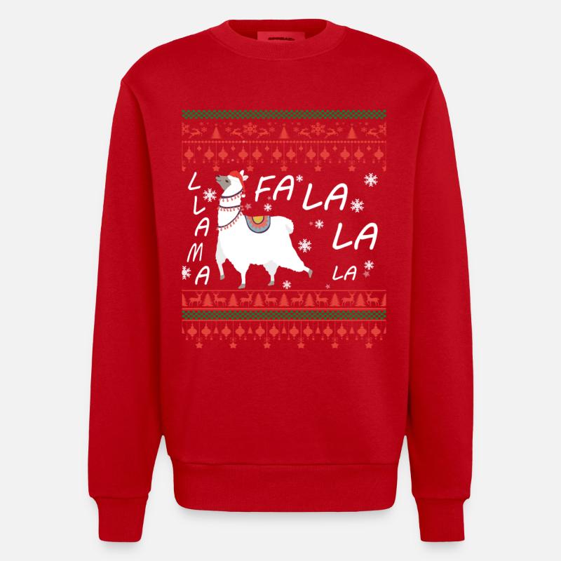 Pull de Noël moche Llama - Sweat bio épais oversize fabriqué en UE - rouge
