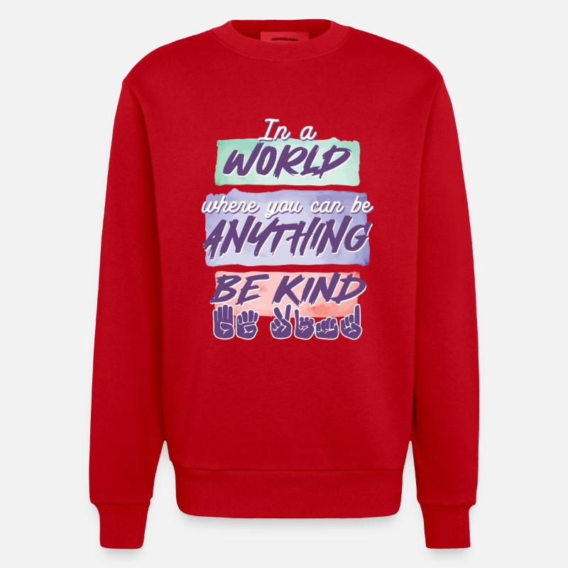 ASL Dolmetscher Gebärdensprache - Heavyweight Oversized Organic Crew Neck Made in EU - Rot