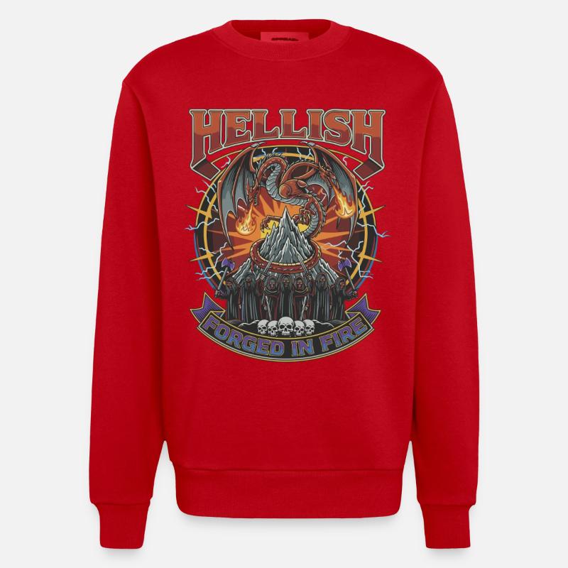 Forgé dans le feu infernal - Sweat bio épais oversize fabriqué en UE - rouge