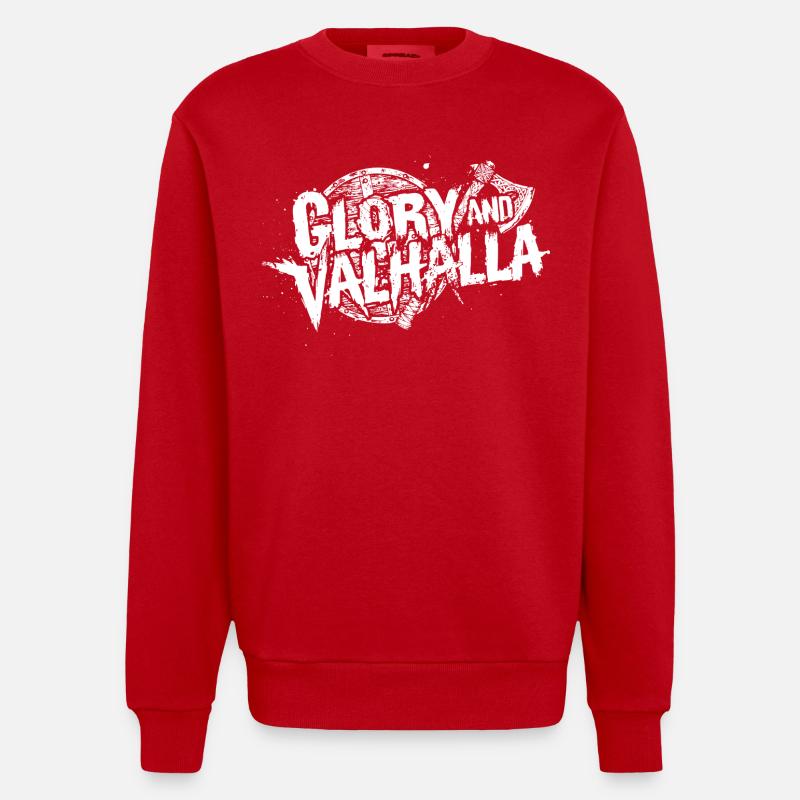 Glory and Valhalla - Heavyweight Oversized Organic Crew Neck Made in EU - red