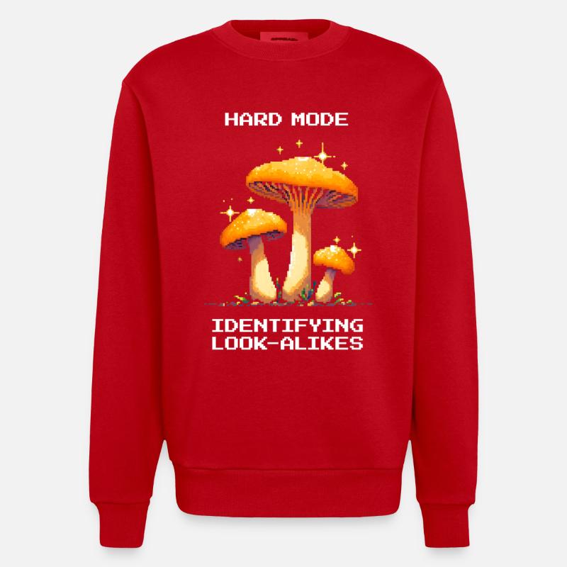 Mode difficile : Déterminer les Doppelgangers | Mycètes - Sweat bio épais oversize fabriqué en UE - rouge