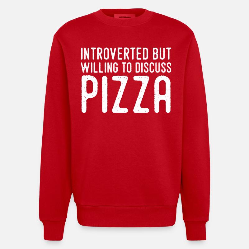 Introverti Mais Fan De Pizza - Sweat bio épais oversize fabriqué en UE - rouge