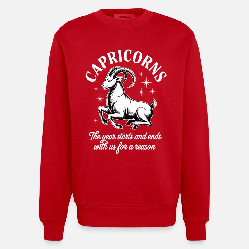 Steinbock Sternzeichen - Heavyweight Oversized Organic Crew Neck Made in EU - Rot