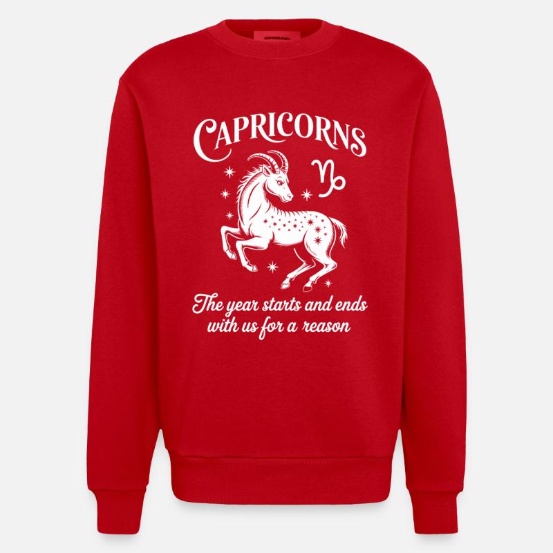 Steinbock Sternzeichen - Heavyweight Oversized Organic Crew Neck Made in EU - Rot