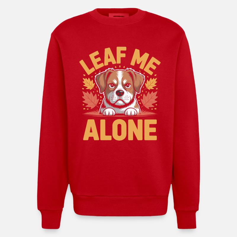 Chat Automne Drôle Laissez-moi tranquille - Sweat bio épais oversize fabriqué en UE - rouge