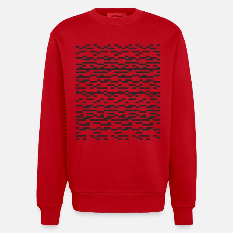 Noir Stripe pixeliges Glitch Grid - Heavyweight Oversized Organic Crew Neck Made in EU - Rot